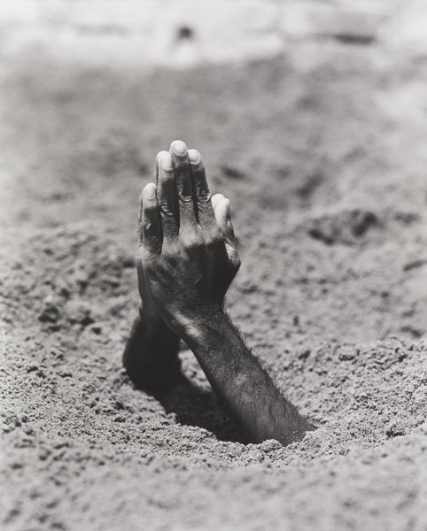 MAURIZIO CATTELAN, “Mother”, 1999. Black and white photograph in black wooden frame.