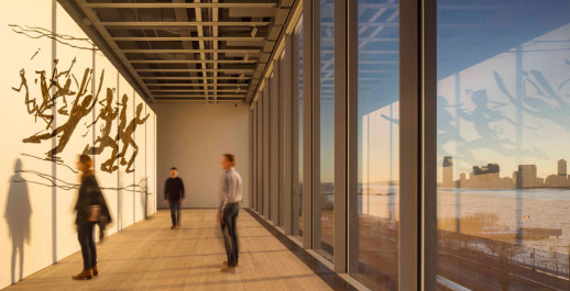 Running People at 2,616,216 (1978–79) by Jonathan Borofsky installed on the West Ambulatory, 5th floor, the inaugural exhibition, America Is Hard to See (May 1–September 27, 2015). Whitney Museum of American Art, New York. Photograph © Nic Lehoux Credit to the Whitney Museum for this picture
